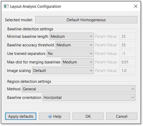 eXpert-Layout Analysis Configuration